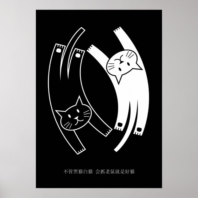 Poster Yin & Yang Cats (mandarim chinês) (Frente)