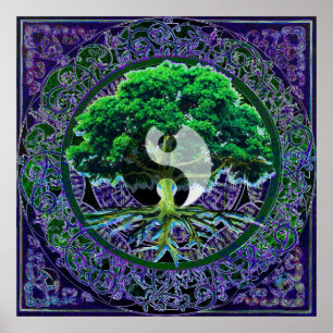 Pôster Yin Yang com Árvore da Vida