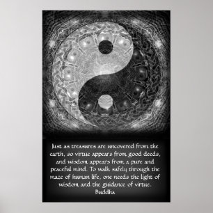 Pôster Yin Yang com citações de Buddha