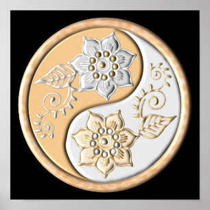 Poster Yin Yang de Ouro e Prata