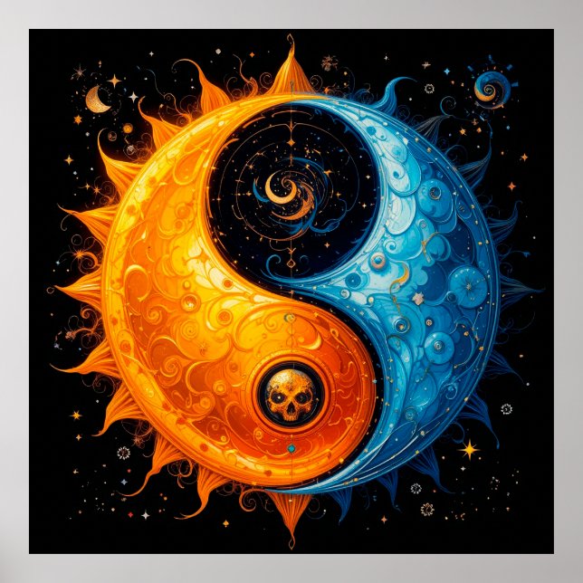 Poster Yin Yang Design representando o Sol e a Lua (Frente)