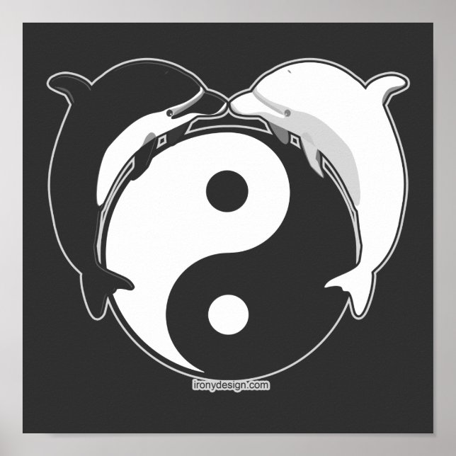 Pôster Yin Yang Dolphins Black/White (Frente)