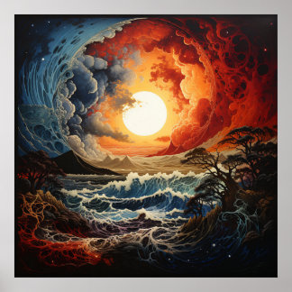 Poster Yin Yang Landscape Waves