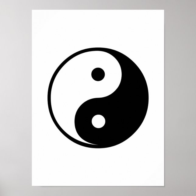 Pôster Yin Yang Modelo de Ilustração Preta e Branca (Frente)