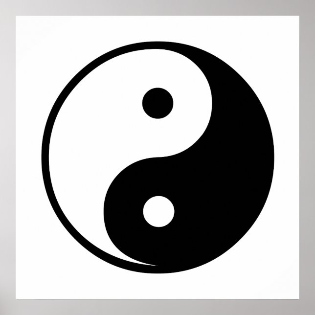 Pôster Yin Yang Modelo de Ilustração Preta e Branca (Frente)