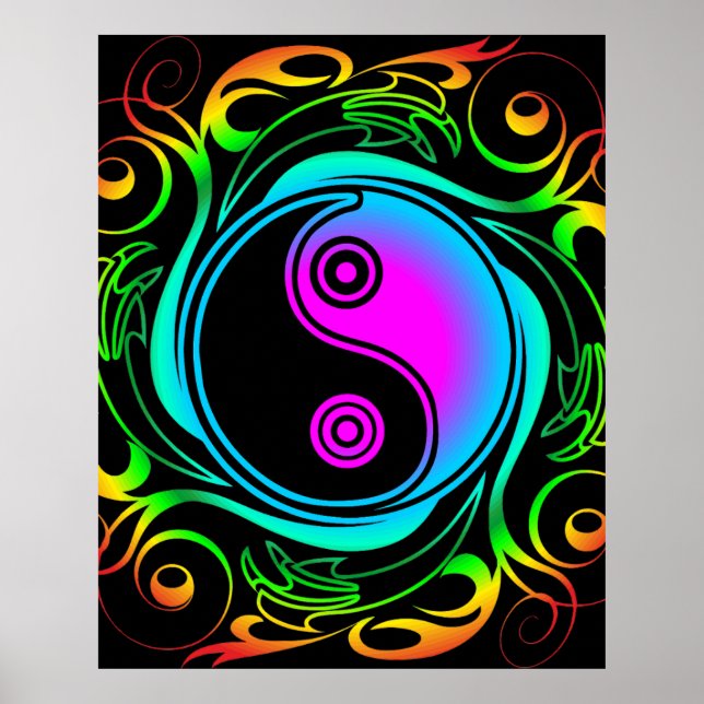 Poster Yin Yang Psychedelic Rainbow Tattoo (Frente)