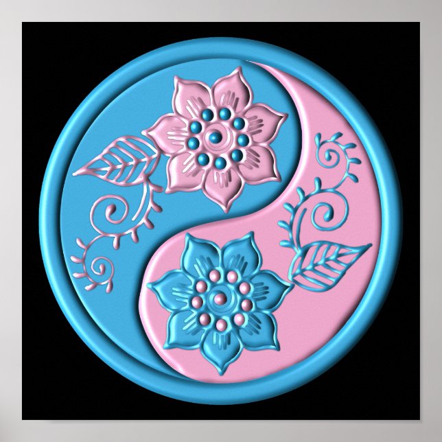 Poster Yin Yang Rosa e Azul (Frente)