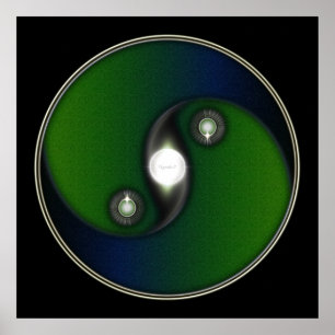 Poster Yin Yang Sun Verde Azul