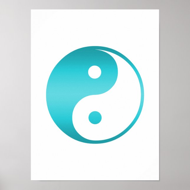 Pôster Yin Yang Teal Blue Illustration Modelo (Frente)
