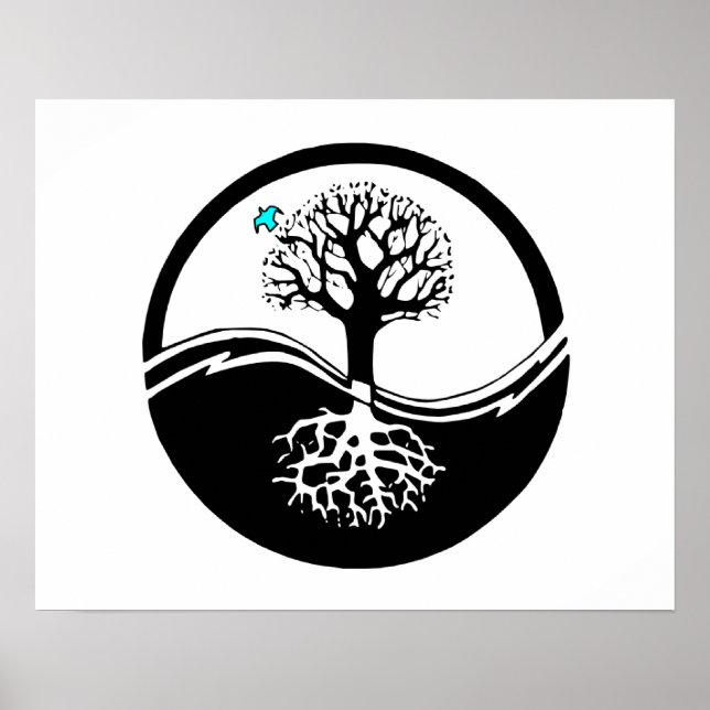 Pôster Yin Yang Tree Of Life Black & White (Frente)