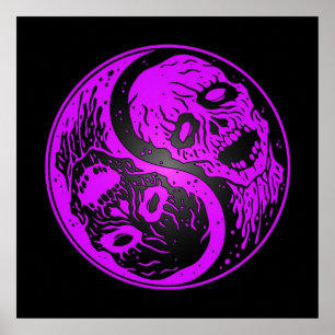 Poster Yin Yang Zombies Purple and Black