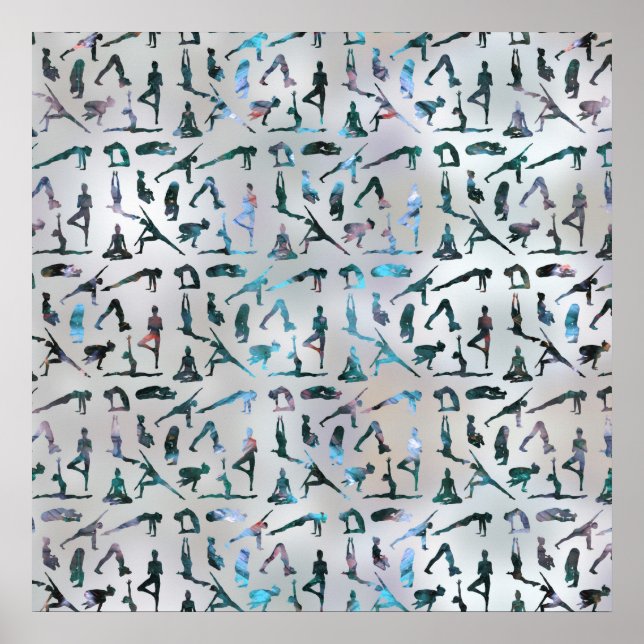 Poster Yoga Asanas / Padrões de Poses Labradorite em péro (Frente)