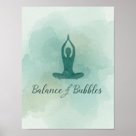 Poster Yoga Balance and Bubbles for Yoga Party 