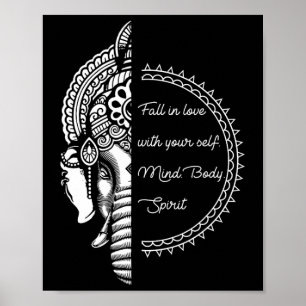 Poster Yoga Espiritual Ame a Si Mesmo Meditação Elefante