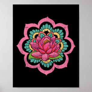 Poster Yoga Espiritual Boho Flor de Lotus Pilates Mandala