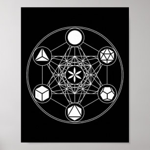 Poster Yoga Geometria Sagrada Cubo de Metatron Sólido Pla