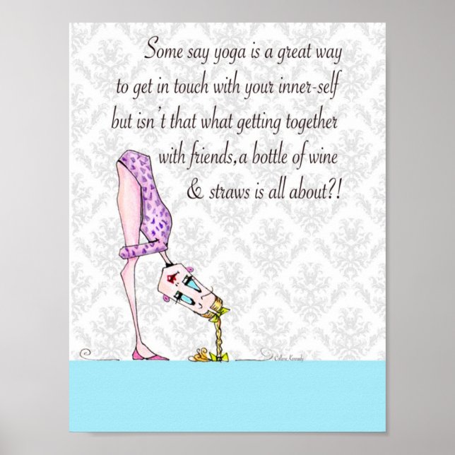 Pôster Yoga Humor Impressão, humor engraçado para mulhere (Frente)