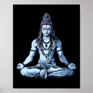 Poster Yoga Inspirado Shiva Mahadev Posição Sentada Para