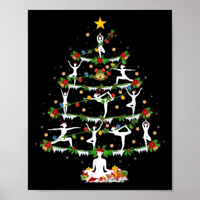 Poster Yoga Lover Xmas Lighting Yoga Christmas Tree  (Frente)