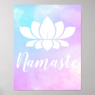 Poster Yoga Namaste White Lotus Flower & Pastels