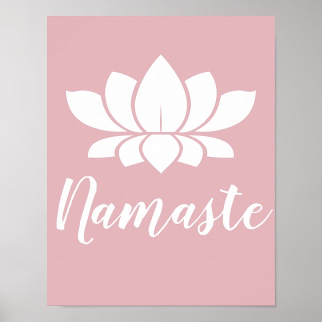 Poster Yoga Namaste White Lotus Flower & Rosa Rosa (Frente)