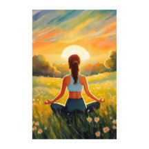 Yoga no campo ao pôr do sol