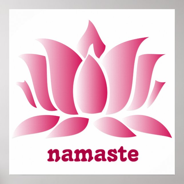Poster yoga pink lotus namaste (Frente)