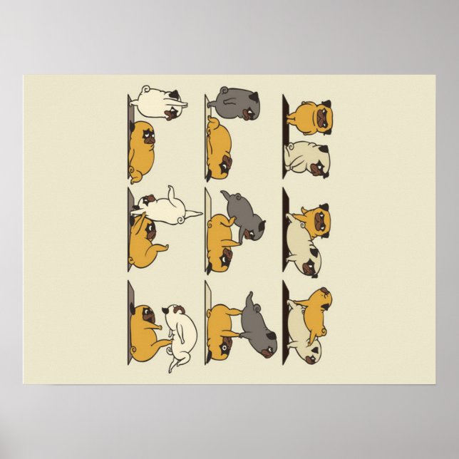 Poster Yoga Poses, Bulldog Francês | Motores De Ioga Cani (Frente)
