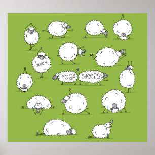 Poster Yoga Sheep: Brincadeira Com O Esboço.