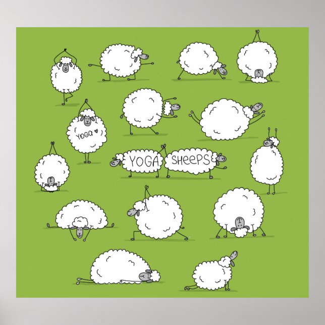 Poster Yoga Sheep: Brincadeira Com O Esboço. (Frente)