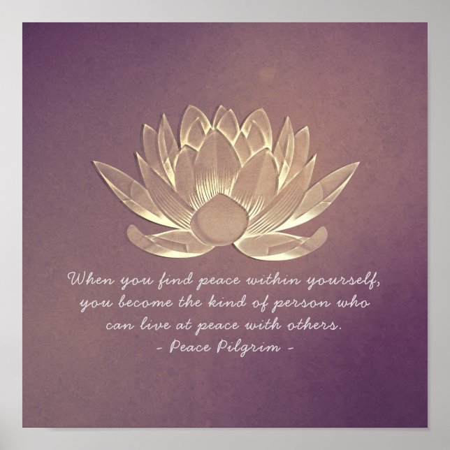 Poster YOGA Studio Instrutor Meditation Quote Chic Lotus (Frente)