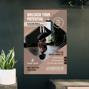 Poster Yoga Studio Neutral Beige Bem-Estar Promocional Gy