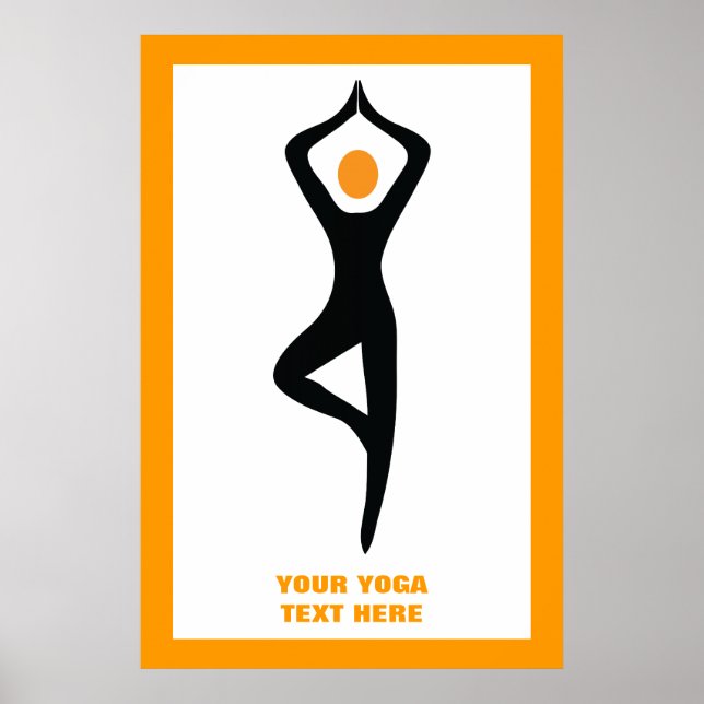 Poster Yoga tree pose preto, costume laranja (Frente)