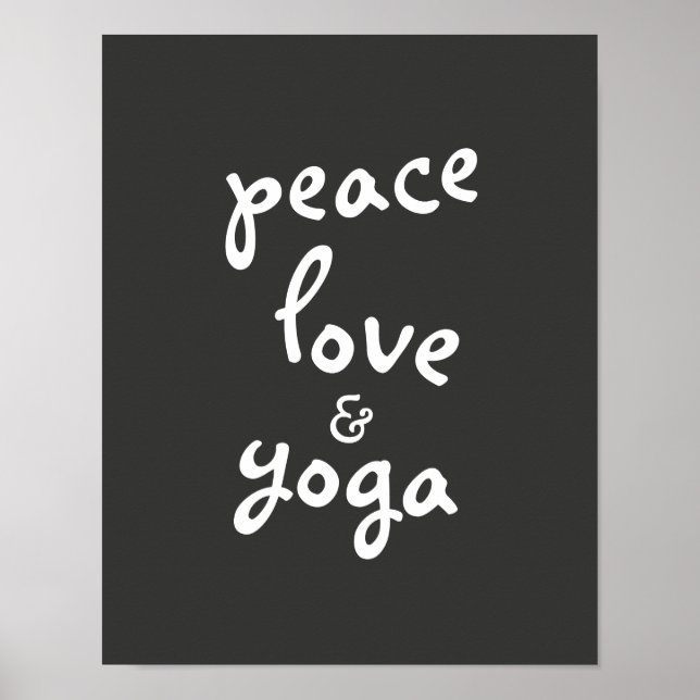 poster yoga typografia peace love e cinza branca (Frente)