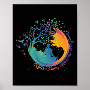 Poster Yoga Zen Colorido Não Espere Nada Aprecie Tudo