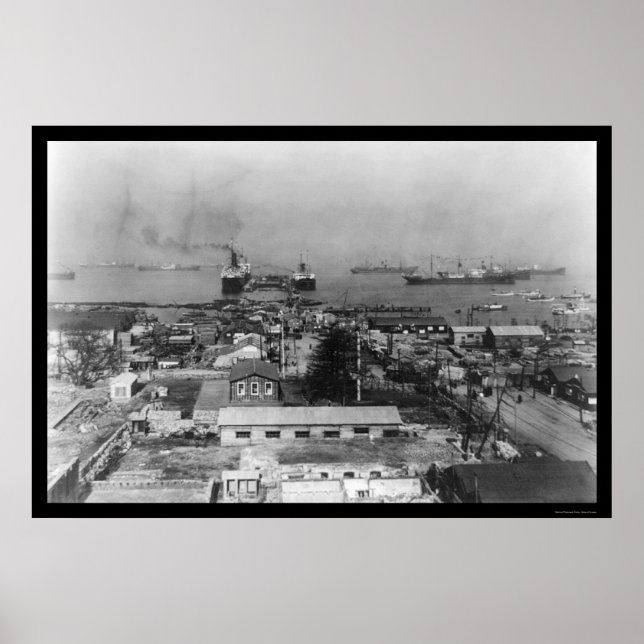 Pôster Yokohama Japan Harbor 1909 (Frente)