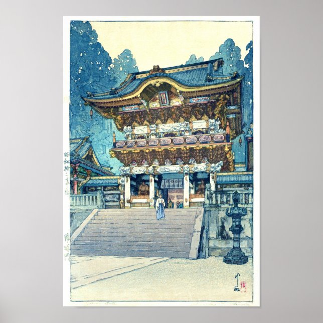 Poster Yomeimon Gate, Hiroshi Yoshida, Woodcut (Frente)