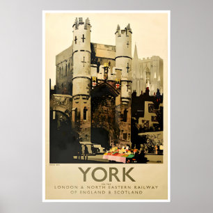 Poster York Inglaterra Cartaz Vintage Viagem Arte Inglês