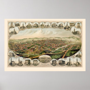 Pôster York, mapa panorâmico do PA - 1879
