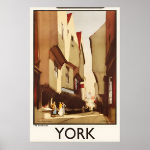 Poster York The Shambles Cartaz de Viagem Vintage Arte Pe