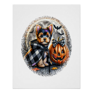 Pôster Yorkie Cachorro Halloween