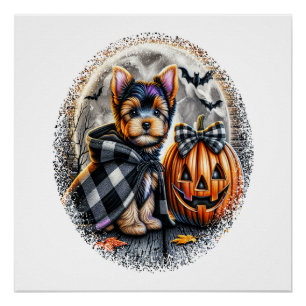 Pôster Yorkie Cachorro Halloween