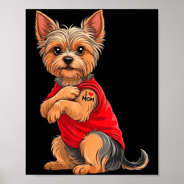 Poster Yorkie com tatuagem de Yorkshire Terrier de amor (Frente)