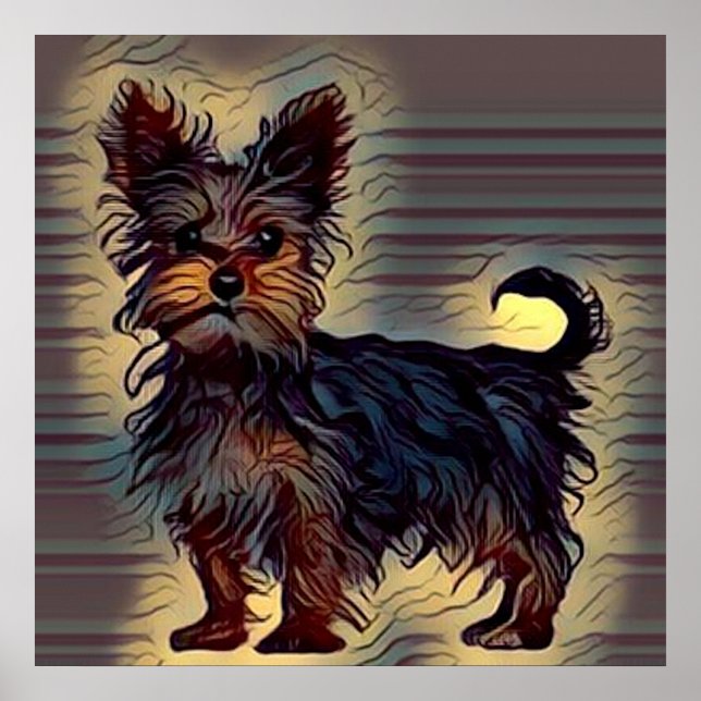 Poster yorkie dog, fofo yorkshire territ, pop (Frente)