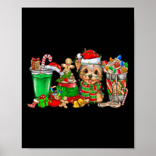 Poster Yorkie Dog Natal Pijamas Café Latte Mugs Xma