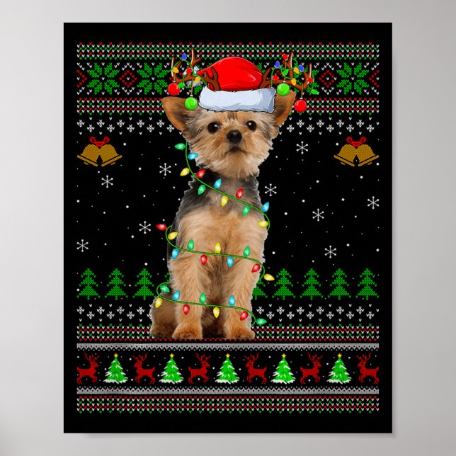 Poster Yorkie Dog Ugly Christmas Sweaters Holiday Santa X (Frente)