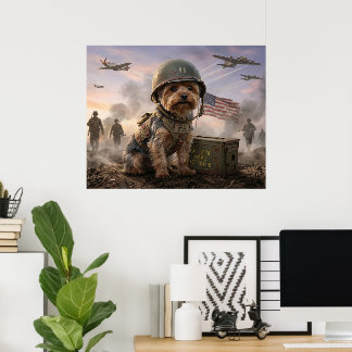 Poster Yorkie heróico "Cabo Smoky" Arte Militar da Segund