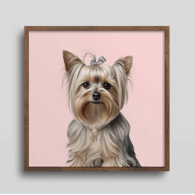 Poster Yorkie Illustration Wall Art Home decor Dog Pink (Criador carregado)
