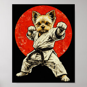 Poster Yorkie Karate Cão Faixa Preta Yorkshire Terrier