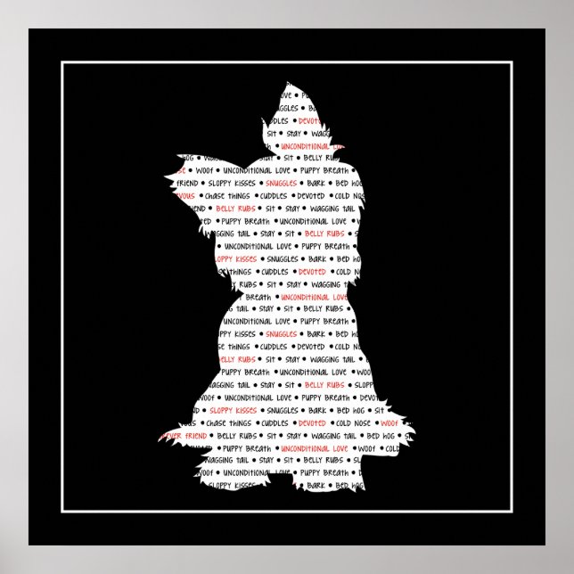 Pôster Yorkie / Yorkshire Terrier Word Art (Frente)